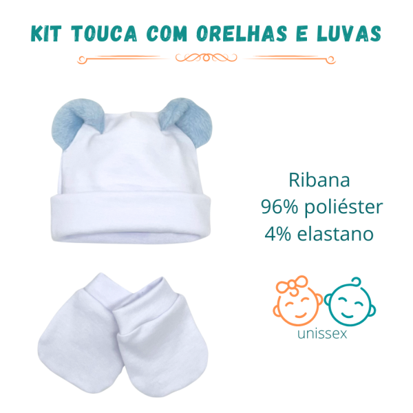 kit touca com orelhinhas e luvas para sublimação - Image 5
