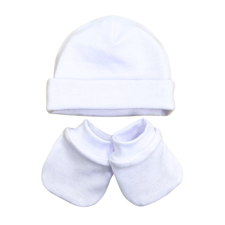 Kit Touca mais Luvas na cor branco feito de Ribana