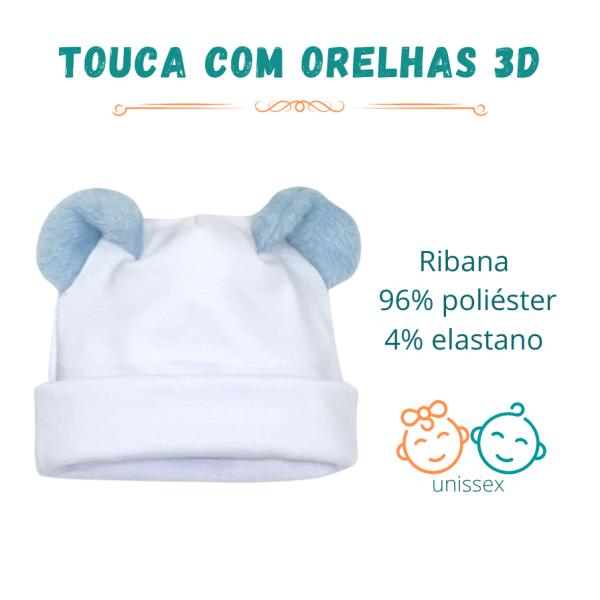 Touca personalizável, com Orelhas 3D (para sublimação)