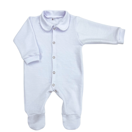 Macacão para bebê feito de Ribana na cor branco