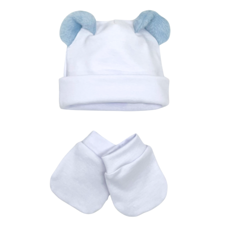 Kit de touca e Luvas com orelhas em 3D