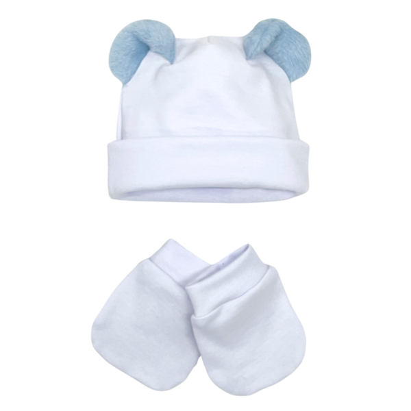 Kit de touca e Luvas com orelhas em 3D