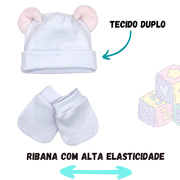 kit touca com orelhinhas e luvas para sublimação - Image 4